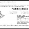 Huber Paul Horst 1937-2011 Todesanzeige